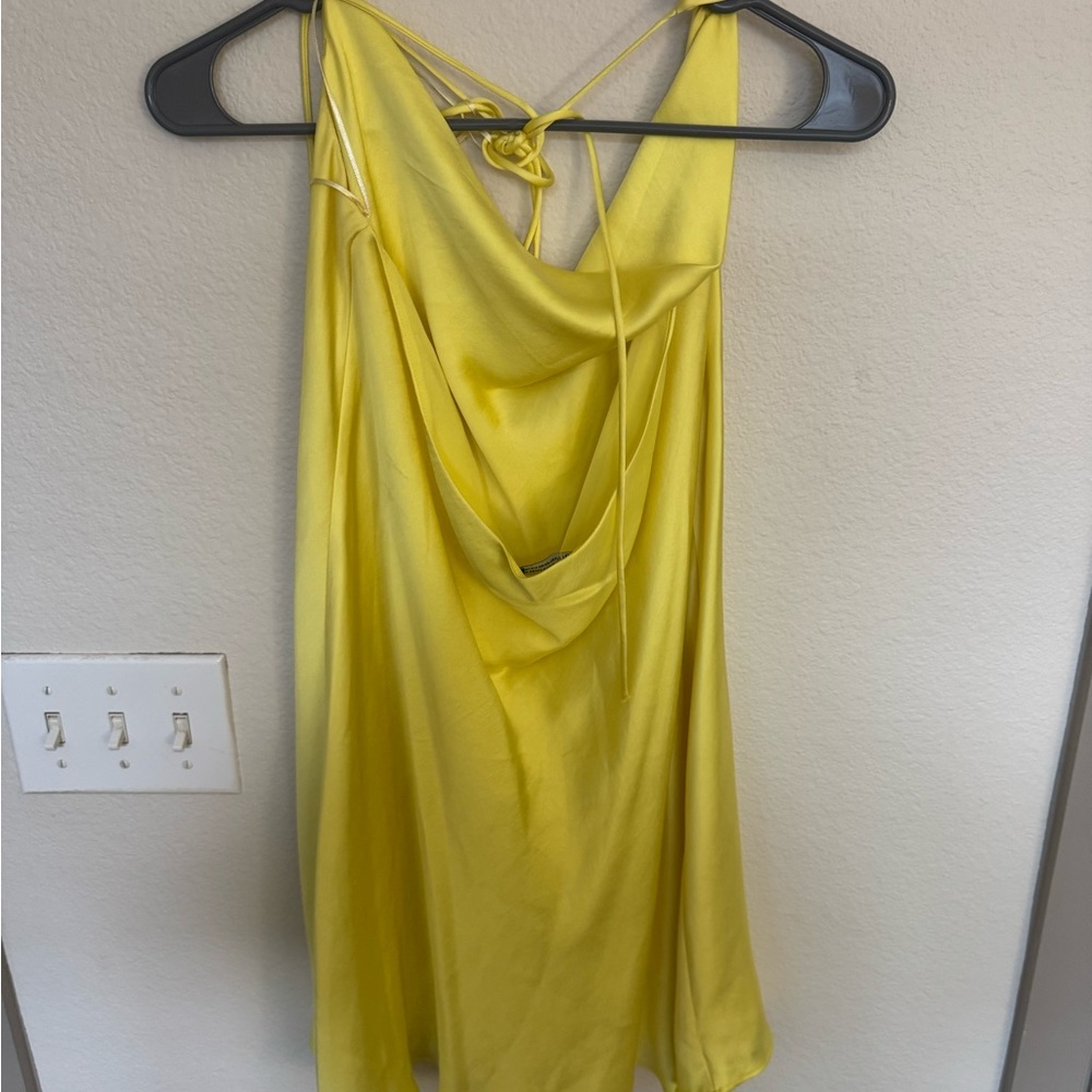 Zara Yellow Satin Mini Dress - Picture 4 of 4